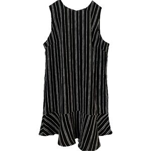 Who What Wear Black Striped Ruffle Shift Dress Size Large Mod